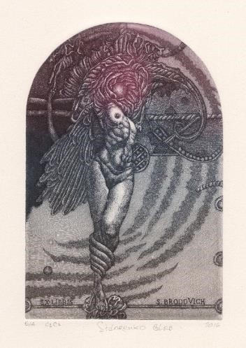 Ex libris van Gleb Sidorenko voor Sergey Brodvich - ets/aquatint - 2016