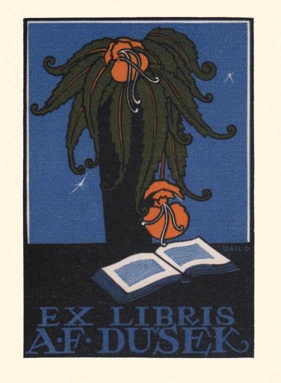 Ex libris van Otakar Štáfl voor A. F. Dusek